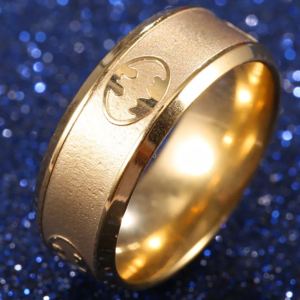 Man Batman Gold plated on Steel Ring Band Size 11